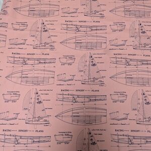 Sailing Racing Dinghy Blue Print Heavy Upholstery Fabric 38" X 2.75 Yds READ